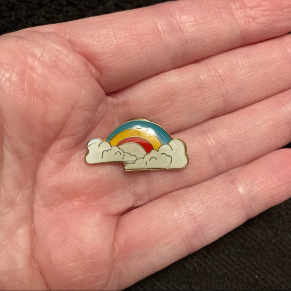 Vintage Rainbow Cloud Lapel Pin / Brooch - Picture 3 of 8